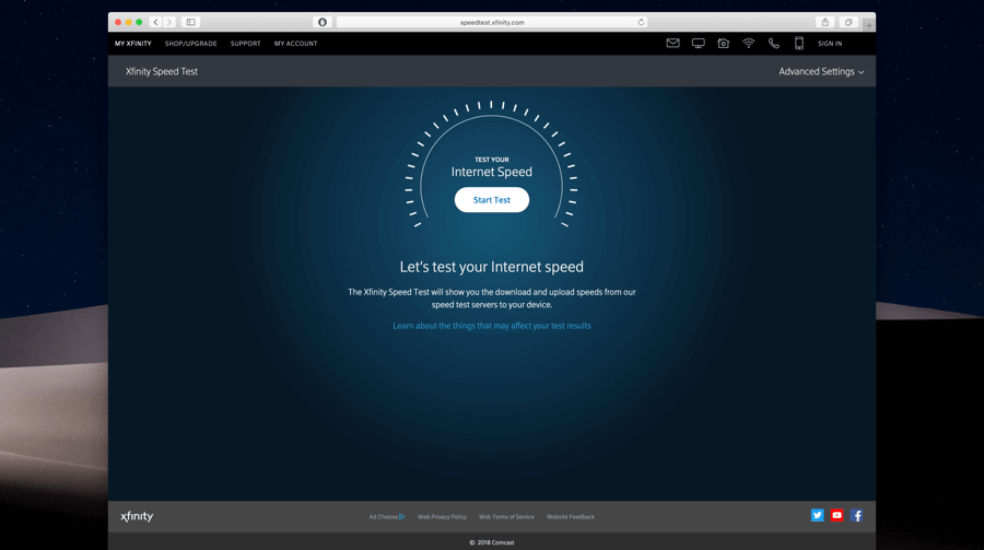 test my internet speed xfinity