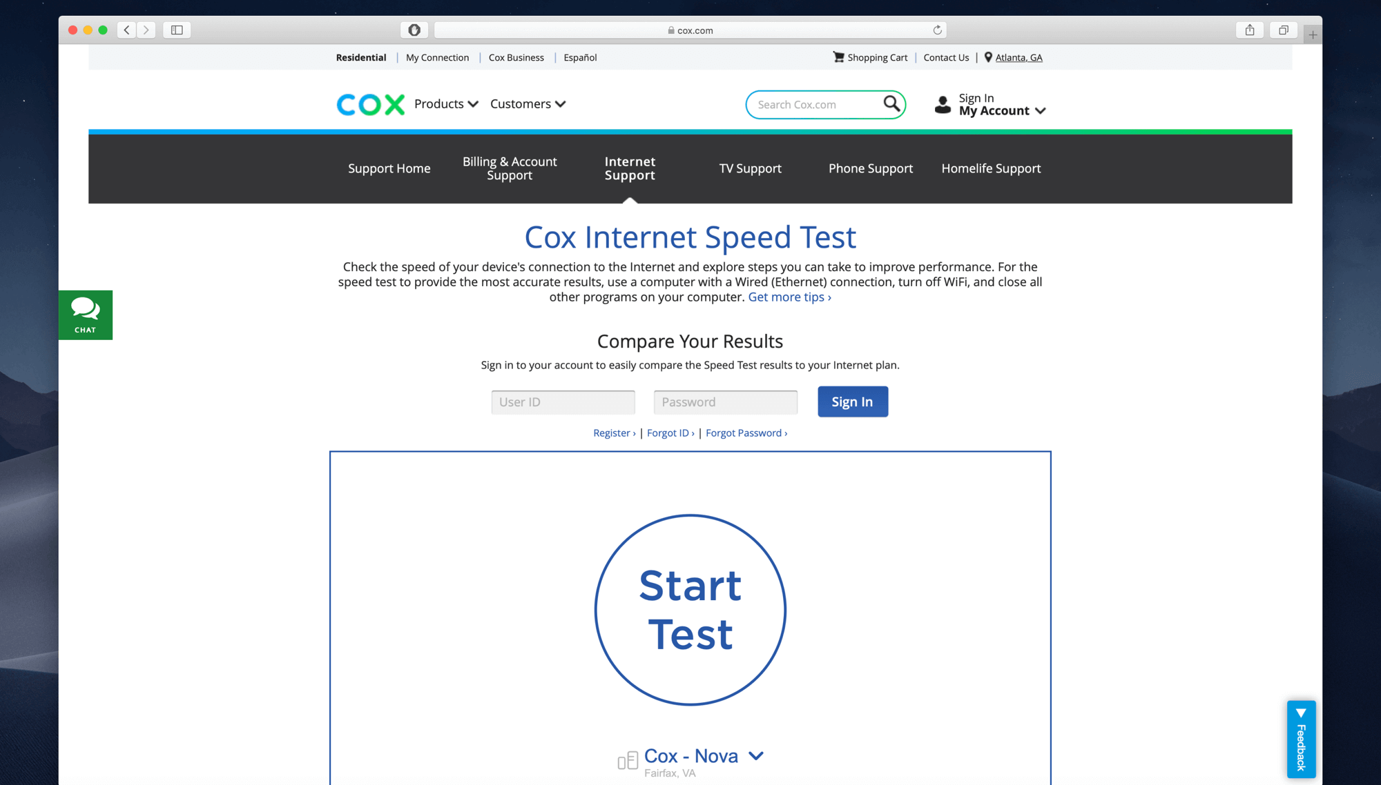 my internet speed cox